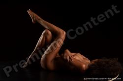 Nude Woman Black Laying poses - ALL Slim Laying poses - on back medium black Standard Photoshoot Pinup